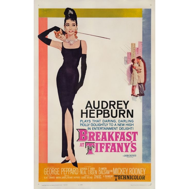 BREAKFAST AT TIFFANY'S - One Sheet (27" x 41"); Fine+ on Linen: BREAKFAST AT TIFFANY'S One Sheet (27" x 41") ; Fine+ on Linen; Artwork by Robert McGinnis Paramount, 1961 Displaying one of the most popular movie poster images from