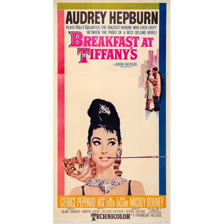 BREAKFAST AT TIFFANY'S - Three Sheet (41" x 79"); The Collection of the Late J. Stephen Ryan; Very: BREAKFAST AT TIFFANY'S Three Sheet (41" x 79") ; The Collection of the Late J. Stephen Ryan Very Fine+ on Linen; Artwork by Robert McGinnis Paramount, 1961 Beautiful A