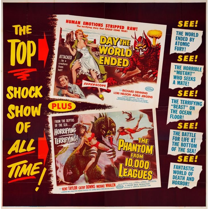 DAY THE WORLD ENDED, THE / PHANTOM FROM 10,000 LEAGUES - Six Sheet (78" x 78.5"); Near Mint Folded (1 of 1)