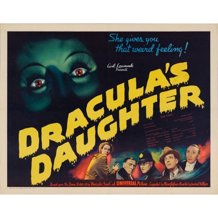DRACULA'S DAUGHTER - Half Sheet (22" x 28"); Style B; Very Fine- Folded (1 of 1)