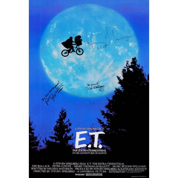 E.T. THE EXTRA-TERRESTRIAL - Full-Bleed Reprint Poster (27" x 40") Signed by Henry Thomas, Dee (1 of 1)