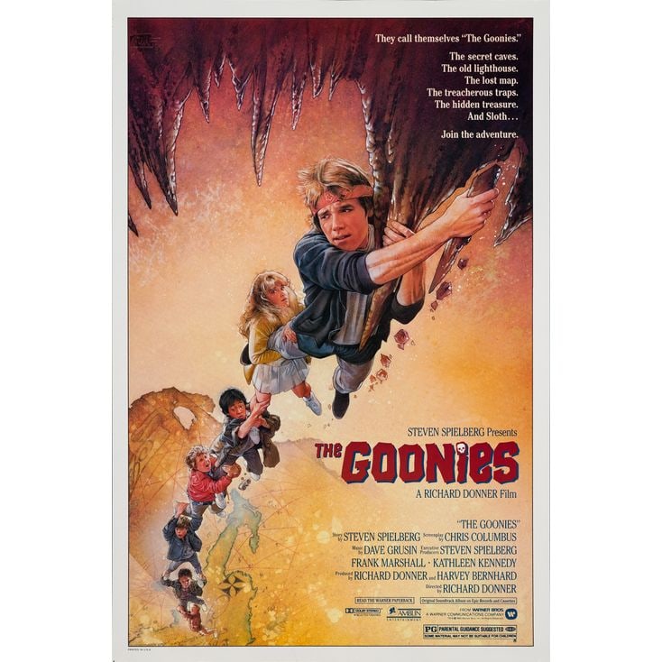 THE GOONIES - One Sheet (27" x 41"); The Collection of the Late J. Stephen Ryan; Very Fine- Rolled: THE GOONIES One Sheet (27" x 41") ; The Collection of the Late J. Stephen Ryan Very Fine- Rolled; Artwork by Drew Struzan Warner Bros., 1985 Featuring beautiful artwor
