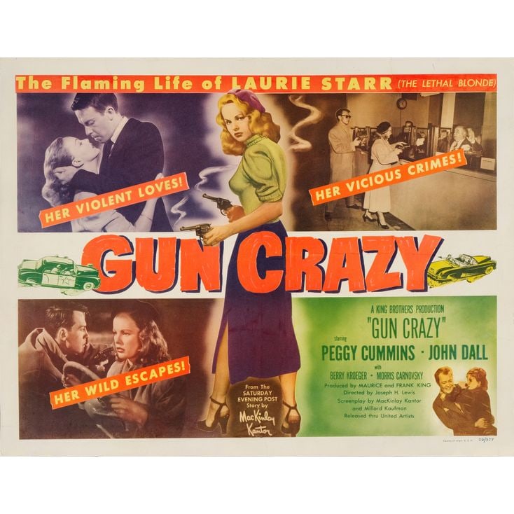 GUN CRAZY - Half Sheet (22" x 28"); The Collection of the Late J. Stephen Ryan; Fine+ on Paper: GUN CRAZY Half Sheet (22" x 28") ; The Collection of the Late J. Stephen Ryan Fine+ on Paper United Artists, 1950 Beautiful blonde "Bad Girl" Peggy Cummins goes gun cr