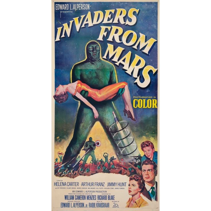 INVADERS FROM MARS - Three Sheet (40.5" x 79"); The Collection of the Late J. Stephen Ryan; Fine+ on: INVADERS FROM MARS Three Sheet (40.5" x 79") ; The Collection of the Late J. Stephen Ryan Fine+ on Linen 20th Century Fox, 1953 This spectacular three sheet features o