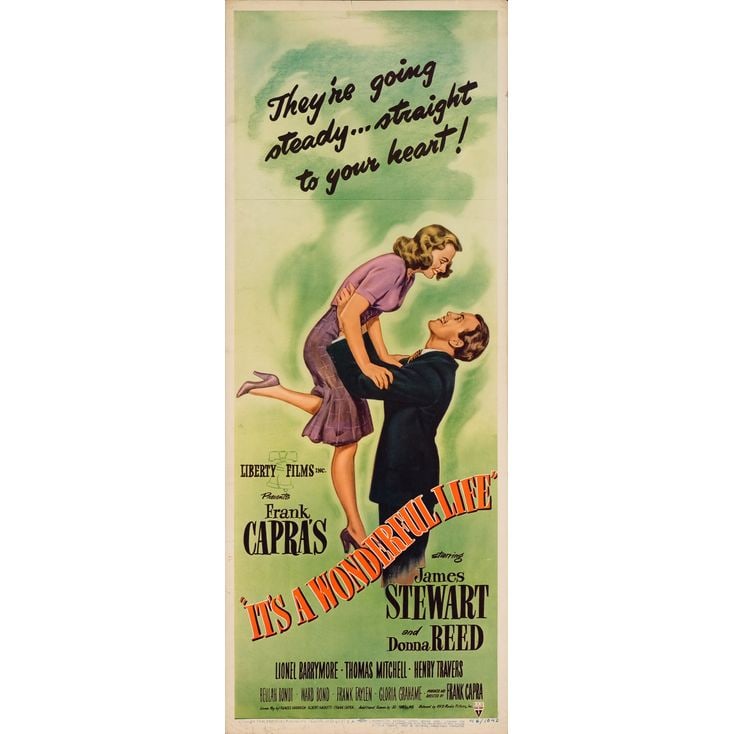 IT'S A WONDERFUL LIFE - Insert (14" x 36"); The Collection of the Late J. Stephen Ryan; Very Fine-: IT'S A WONDERFUL LIFE Insert (14" x 36") ; The Collection of the Late J. Stephen Ryan Very Fine- Rolled RKO, 1946 James Stewart and Donna Reed celebrate a wonderful li