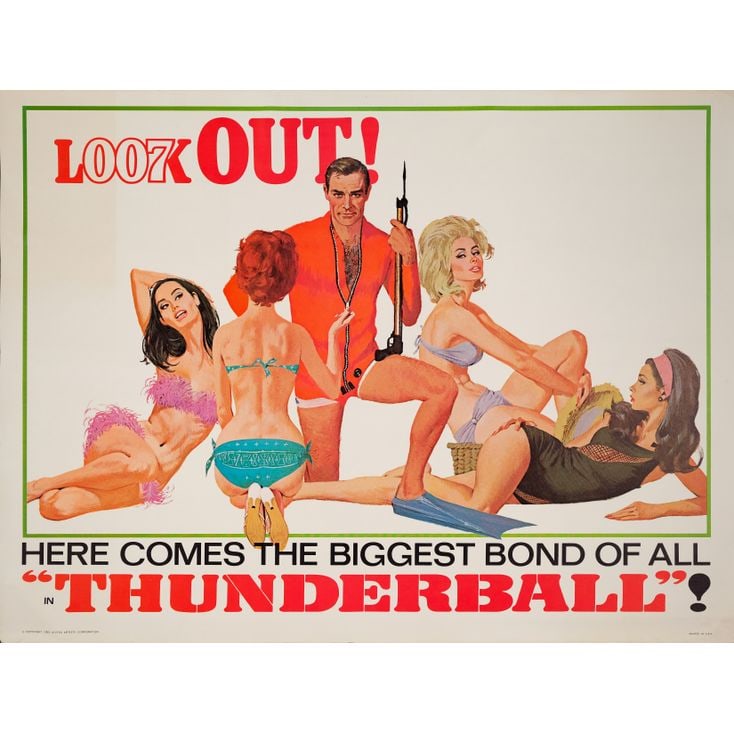 JAMES BOND: THUNDERBALL - Subway Poster (60" x 45"); The Richard Schenkman Collection; Very Fine: JAMES BOND: THUNDERBALL Subway Poster (60" x 45") ; The Richard Schenkman Collection Very Fine Rolled; Artwork by Robert McGinnis United Artists, 1965 Sean Connery is