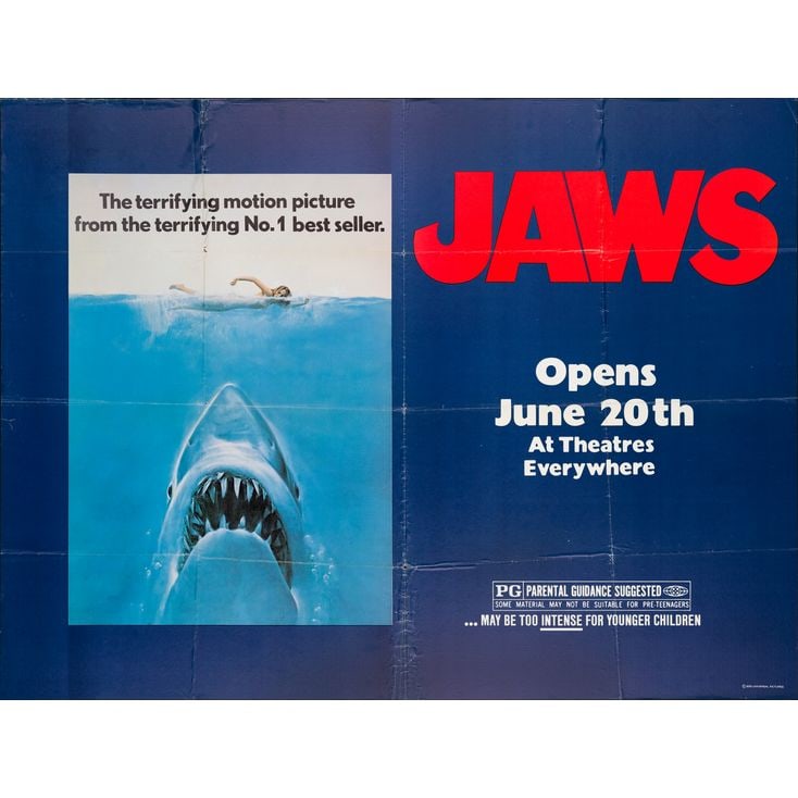 JAWS - New York Subway Poster (59.5" x 44.5"); The Collection of the Late J. Stephen Ryan; Advance; (1 of 1)
