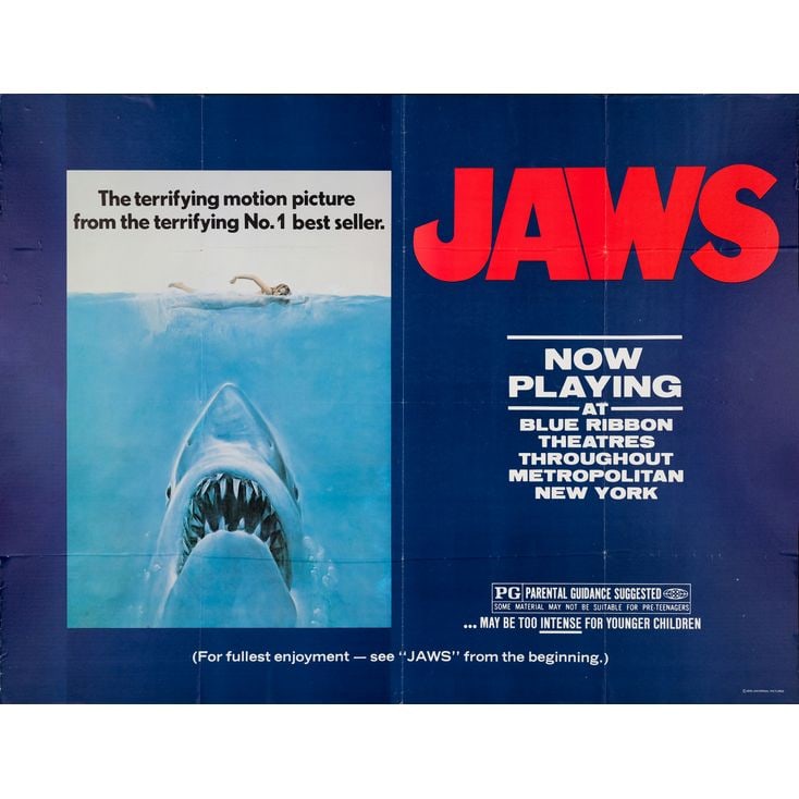 JAWS - New York Subway Poster (59.5" x 44.5"); The Collection of the Late J. Stephen Ryan; Very (1 of 1)