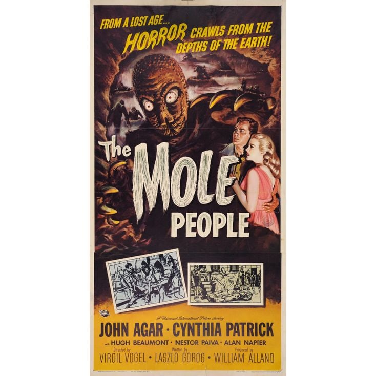 THE MOLE PEOPLE - Three Sheet (42" x 79"); The Collection of the Late J. Stephen Ryan; Fine on Linen: THE MOLE PEOPLE Three Sheet (42" x 79") ; The Collection of the Late J. Stephen Ryan Fine on Linen; Artwork by Reynold Brown Universal-International, 1956 This three s
