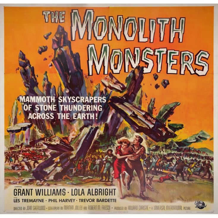 MONOLITH MONSTERS - Six Sheet (81" x 79"); The Collection of the Late J. Stephen Ryan; Very Fine+ on: MONOLITH MONSTERS Six Sheet (81" x 79") ; The Collection of the Late J. Stephen Ryan Very Fine+ on Linen; Artwork by Reynold Brown Universal-International, 1957 Printe