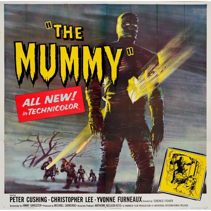 THE MUMMY - Six Sheet (80" x 80"); The Collection of the Late J. Stephen Ryan; Very Fine+ Folded: THE MUMMY Six Sheet (80" x 80") ; The Collection of the Late J. Stephen Ryan Very Fine+ Folded; Artwork by Joseph Smith Universal-International, 1959 Printed on four p