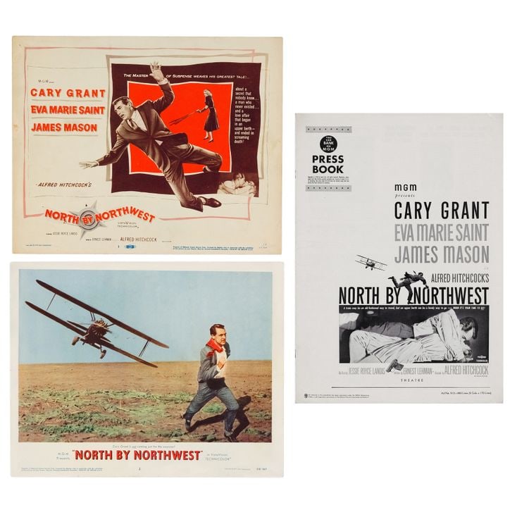 NORTH BY NORTHWEST - Title Lobby Card, Lobby Card + Uncut Pressbook with Herald (12.25" x 17", 11" x (1 of 6)