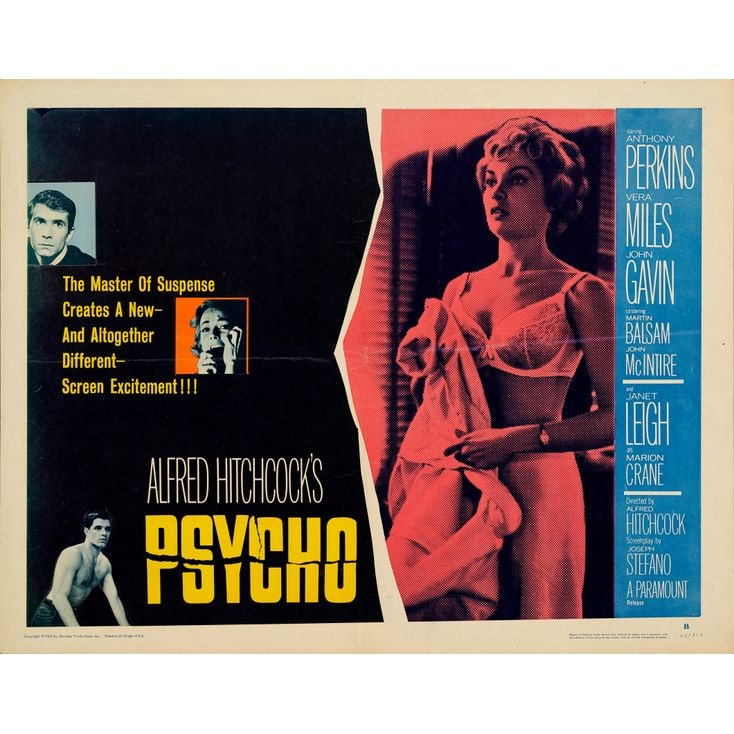 PSYCHO - Half Sheet (22" x 28"); The Collection of the Late J. Stephen Ryan; Style B; Very Fine+ (1 of 1)