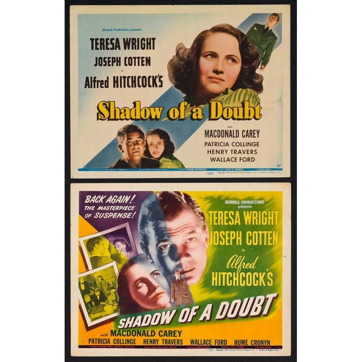SHADOW OF A DOUBT - Title Lobby Cards (2) (11" x 14"); Very Fine- (1 of 1)