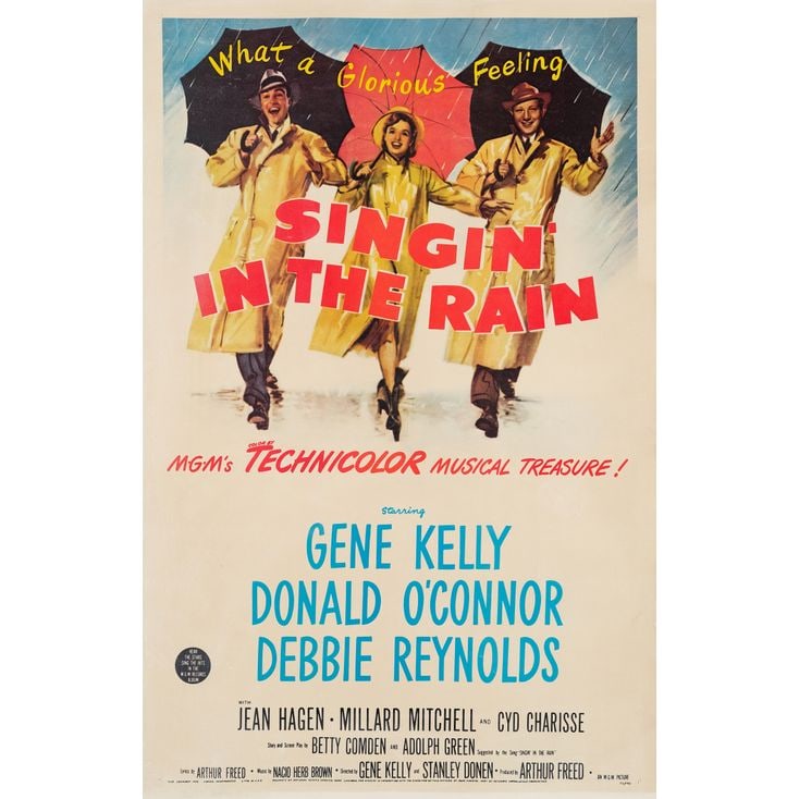 SINGIN' IN THE RAIN - One Sheet (27" x 41.75"); Unfolded; Very Fine+ on Linen: SINGIN' IN THE RAIN One Sheet (27" x 41.75"); Unfolded ; Very Fine+ on Linen MGM, 1952 This example of the film's iconic one sheet poster is a true rarity; it was pul