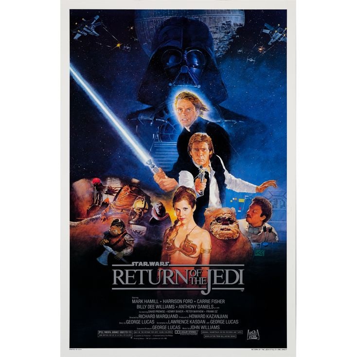 STAR WARS: RETURN OF THE JEDI - International Studio Style One Sheet (27" x 41"); The Howard: STAR WARS: RETURN OF THE JEDI International Studio Style One Sheet (27" x 41"); Style B ; The Howard Kazanjian Collection Near Mint Rolled; Artwork by Kazuhiko Sano 20th Century Fox, 1983