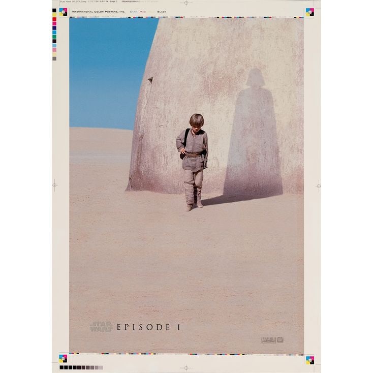 STAR WARS: THE PHANTOM MENACE - Printer's Proof (13.5" x 19"); Very Fine+ Rolled: STAR WARS: THE PHANTOM MENACE Printer's Proof (13.5" x 19") ; Very Fine+ Rolled 20th Century Fox, 1999 This poster features actor Jake Lloyd as a young Anakin Skywal