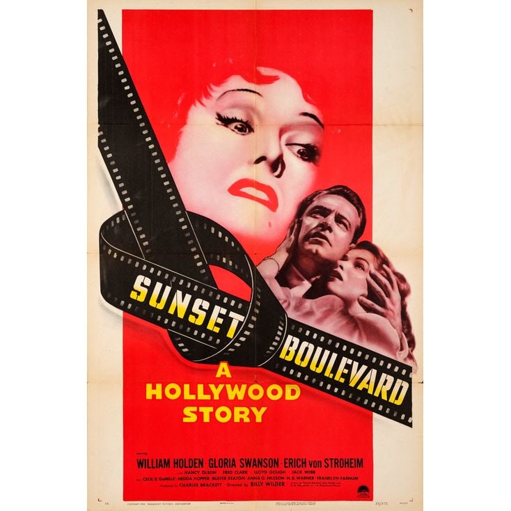 SUNSET BOULEVARD - One Sheet (27" x 41"); Style A; Very Fine+ Folded: SUNSET BOULEVARD One Sheet (27" x 41"); Style A ; Very Fine+ Folded Paramount, 1950 The haunting face of the faded silent-film star Norma Desmond (Gloria Swanson) thr