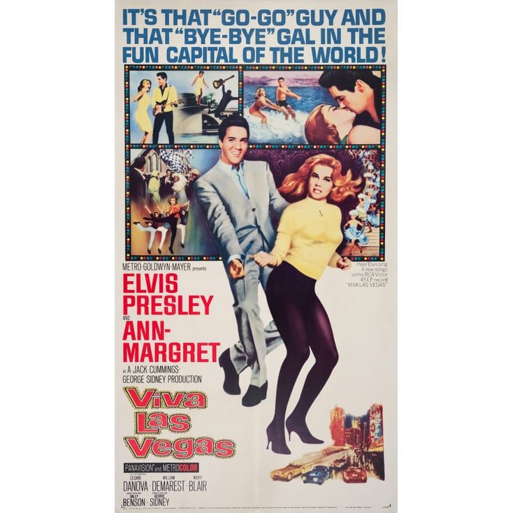 VIVA LAS VEGAS - Three Sheet (41.5" x 75.5"); The Collection of the Late J. Stephen Ryan; Very Fine-: VIVA LAS VEGAS Three Sheet (41.5" x 75.5") ; The Collection of the Late J. Stephen Ryan Very Fine- on Linen MGM, 1964 Printed on three panels, this poster was professi