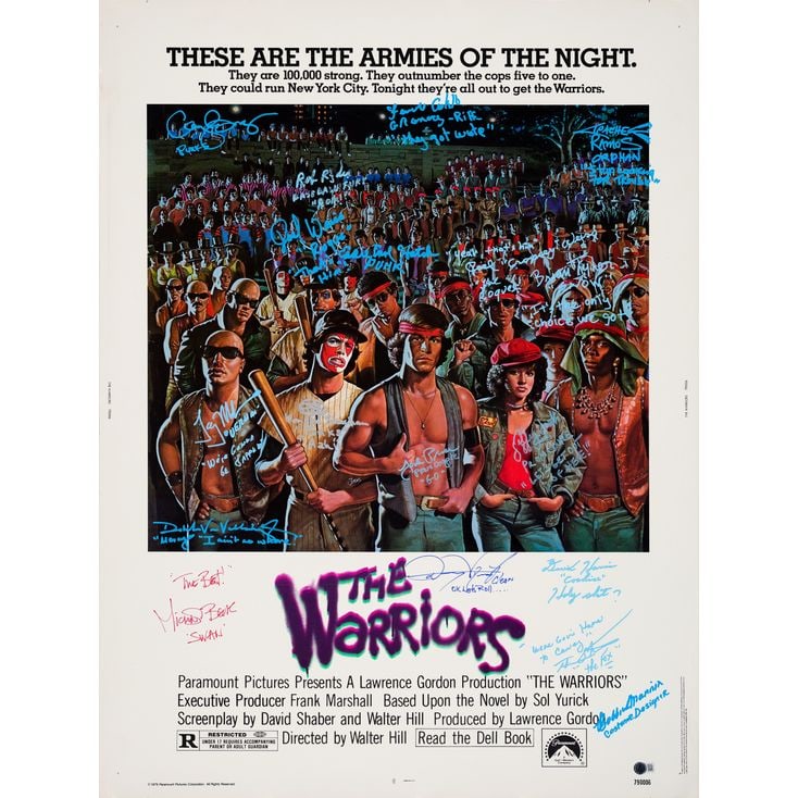 THE WARRIORS - 30 x 40 Signed by Michael Beck, Brian Tyler, Fernando Castillo, Thomas G. Waites,: THE WARRIORS 30 x 40 Signed by Michael Beck, Brian Tyler, Fernando Castillo, Thomas G. Waites, Jeffrey Scott, Jodi Price, Rob Ryder, Terry Michos, Konrad Sheehan, Dorsey Wright, Apache Ramos, Eddie Ea