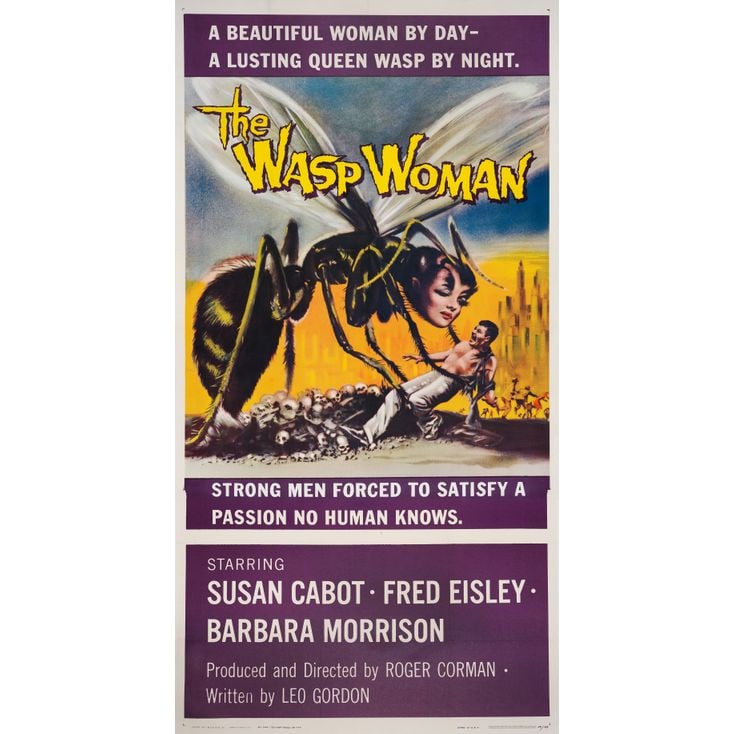 THE WASP WOMAN - Three Sheet (41" x 78"); The Collection of the Late J. Stephen Ryan; Very Fine on: THE WASP WOMAN Three Sheet (41" x 78") ; The Collection of the Late J. Stephen Ryan Very Fine on Linen The Filmgroup, 1959 This three sheet, which was printed on two p