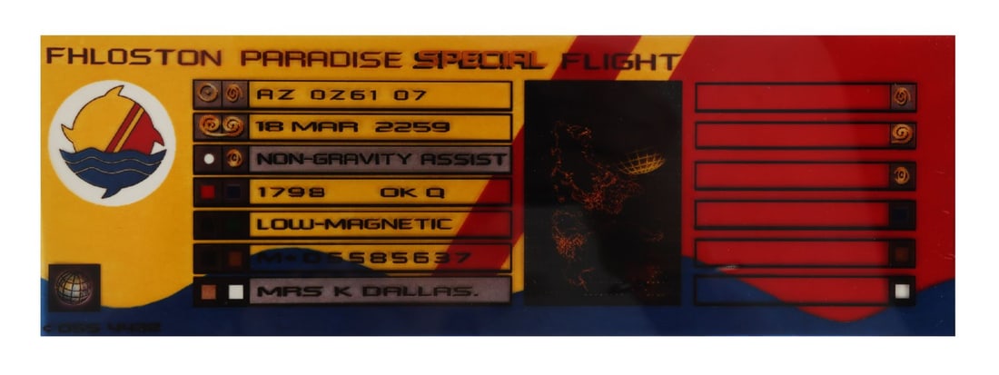 THE FIFTH ELEMENT (1997) - Leeloo's (Milla Jovovich) "Mrs K Dallas" Fhloston Winning Ticket (1 of 6)