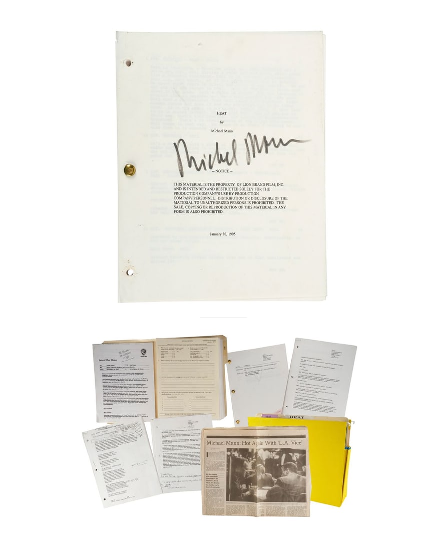 HEAT (1995) - Michael Mann's Personal Production Folder with Autographed Script: HEAT (1995) - Michael Mann's Personal Production Folder with Autographed Script - Michael Mann's personal production folder with an autographed script from his film Heat. In the film, Los Angeles