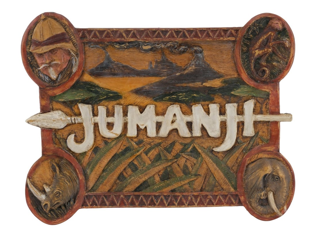 JUMANJI (1995) - Alternate Jumanji Game Board Faceplate: JUMANJI (1995) - Alternate Jumanji Game Board Faceplate - An alternate Jumanji game board faceplate from Joe Johnston's Jumanji. Alan Parrish (Robin Williams), Sarah Whittle (Bonnie Hunt), Judy Shephe