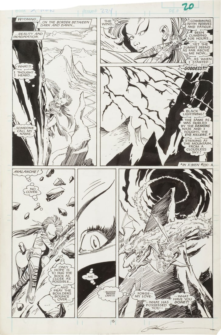 MARVEL COMICS - Hand-Drawn Marc Silvestri and Bob Wiacek Uncanny X-Men No. 224 P. 15 (1 of 5)