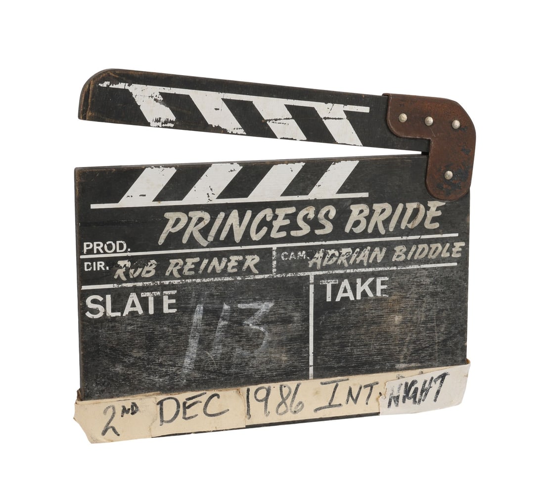 THE PRINCESS BRIDE (1987) - Production Clapperboard: THE PRINCESS BRIDE (1987) - Production Clapperboard - A clapperboard from the production of Rob Reiner's fantasy-adventure comedy The Princess Bride. While it was only a moderate box-office success up