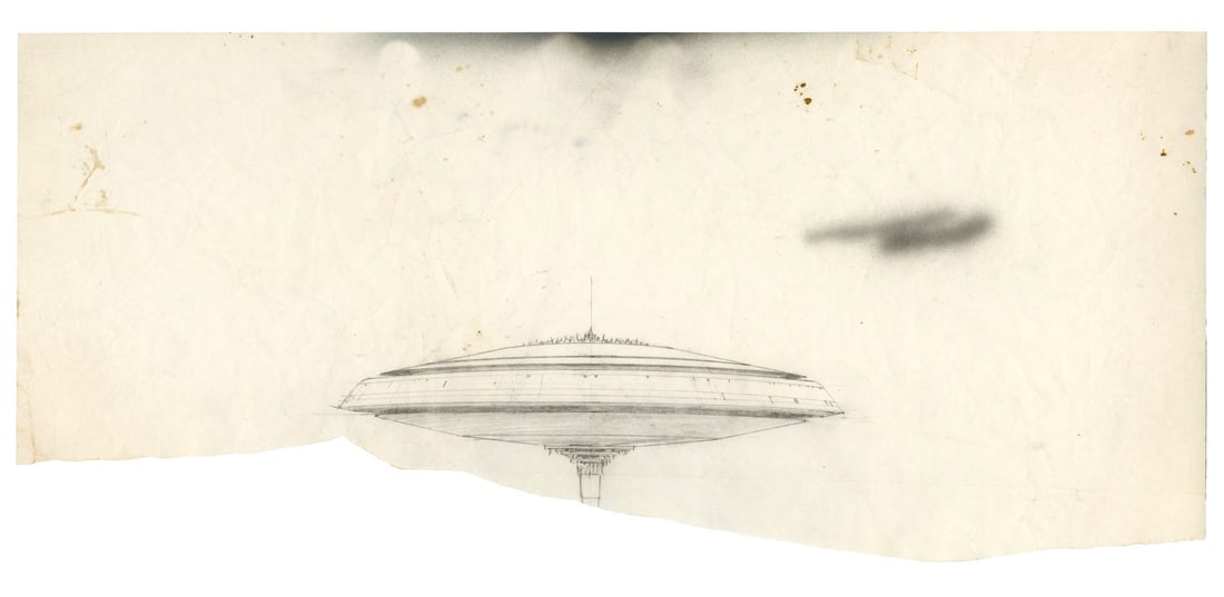 STAR WARS: THE EMPIRE STRIKES BACK (1980) - Hand-Drawn Ralph McQuarrie Cloud City Concept Drawing (1 of 3)