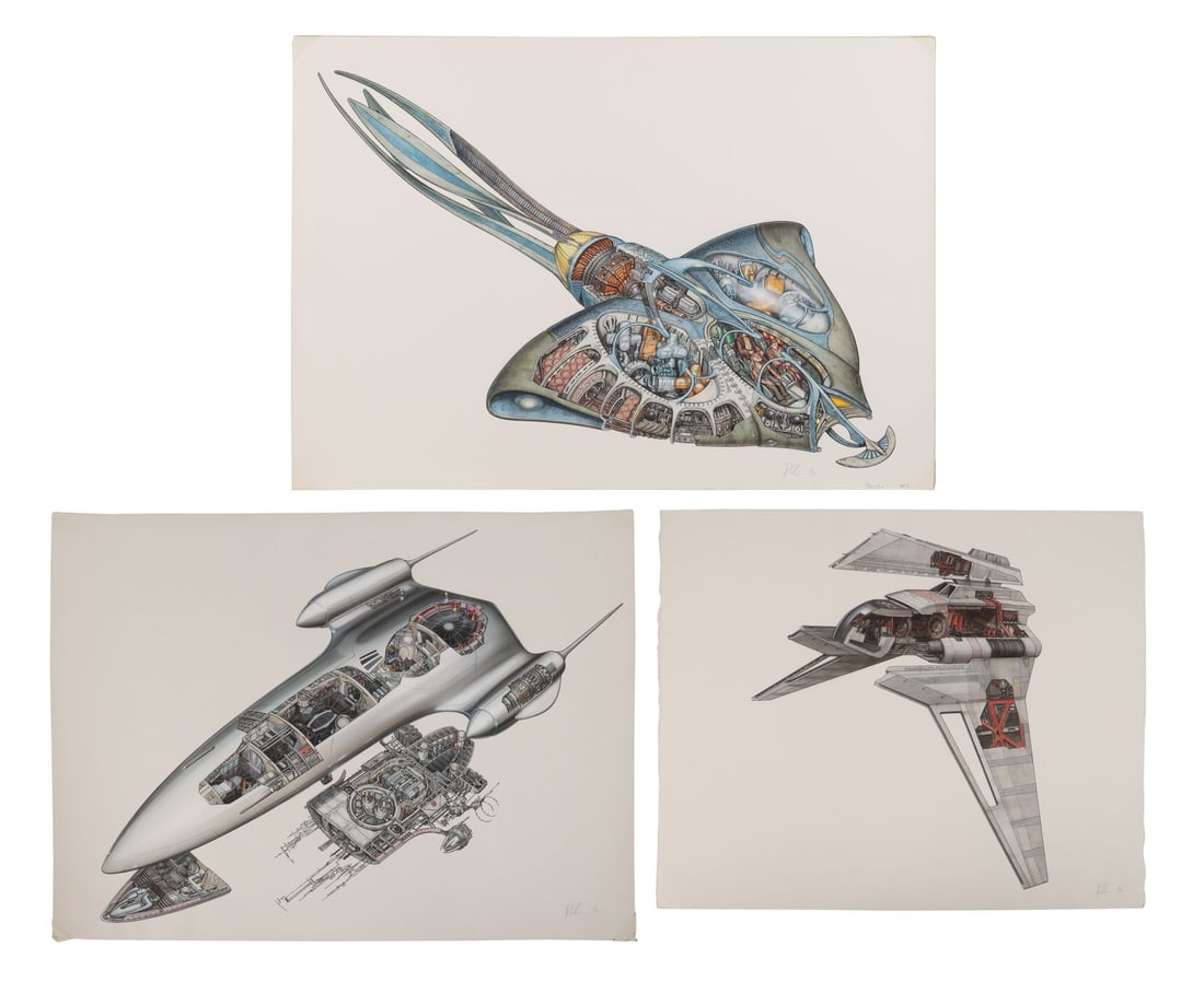 STAR WARS EPISODE I: INCREDIBLE CROSS-SECTIONS (1999)/STAR WARS: REVENGE OF THE SITH INCREDIBLE: STAR WARS EPISODE I: INCREDIBLE CROSS-SECTIONS (1999)/STAR WARS: REVENGE OF THE SITH INCREDIBLE CROSS-SECTIONS (2005) - Richard Chasemore Collection: Hand-Illustrated and Painted "Padme's Queen Ship",