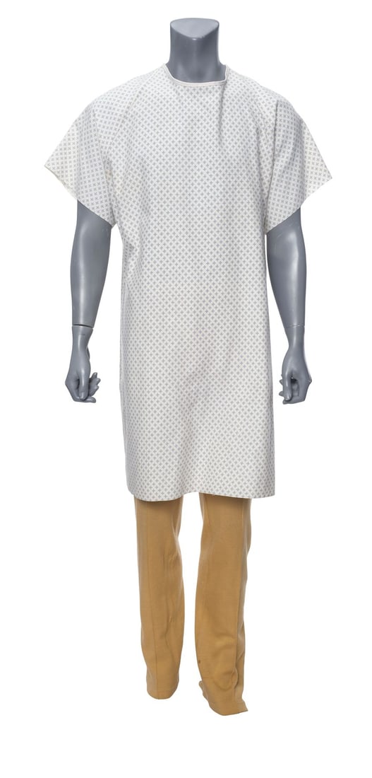 12 MONKEYS (1995) - Planet Hollywood Collection: Jeffrey Goines' (Brad Pitt) Hospital Gown and Pants (1 of 8)