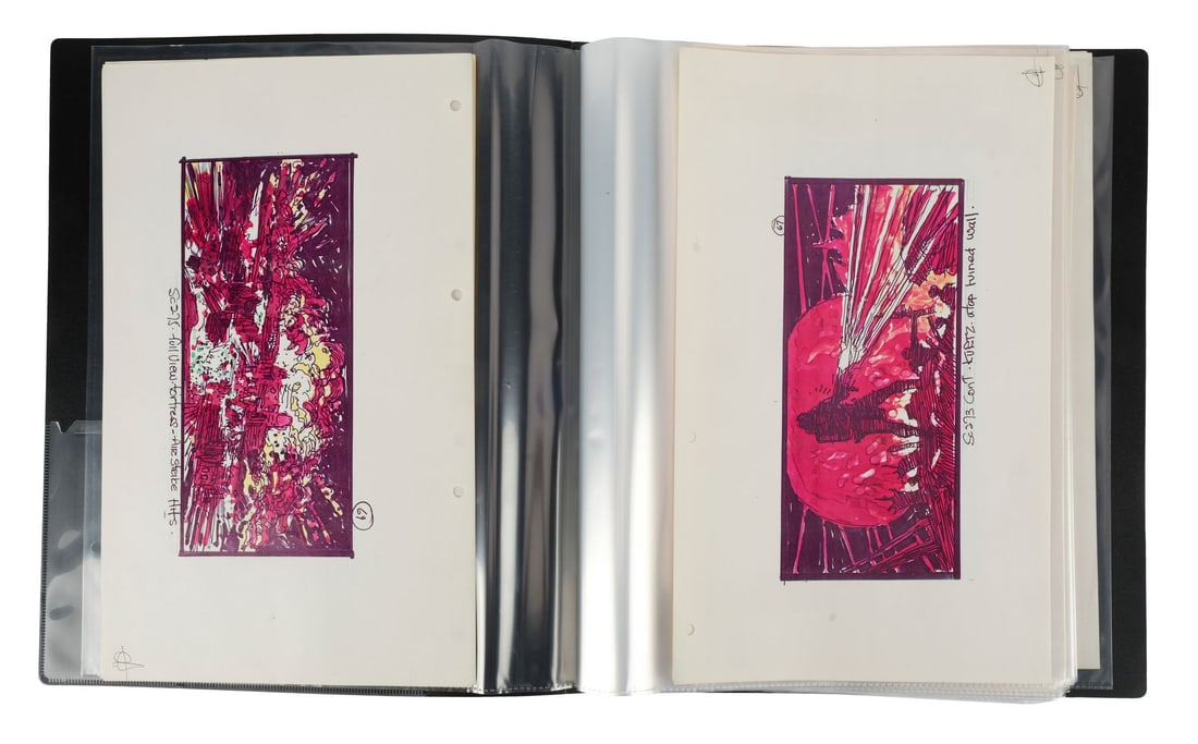 APOCALYPSE NOW (1979) - Collection of 60 Dean Tavoularis-Signed Printed Alternate Ending Storyboards: APOCALYPSE NOW (1979) - Collection of 60 Dean Tavoularis-Signed Printed Alternate Ending Storyboards - A rare archive of 60 prints of storyboards created for an alternate ending to Francis Ford