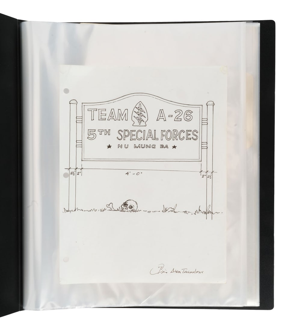 APOCALYPSE NOW (1979) - Set of 17 Dean Tavoularis-Signed Printed Alternate Ending Storyboards with: APOCALYPSE NOW (1979) - Set of 17 Dean Tavoularis-Signed Printed Alternate Ending Storyboards with Hand-Drawn Alex Tavoularis "5th Special Forces" Concept Sketch - A rare set of 17 storyboards