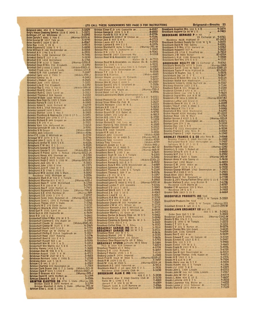 BACK TO THE FUTURE (1985) - Loose Phone Book Page with "Doc" Emmett Brown's (Christopher Lloyd): BACK TO THE FUTURE (1985) - Loose Phone Book Page with "Doc" Emmett Brown's (Christopher Lloyd) Information - A loose phone book page with "Doc" Emmett Brown's (Christopher Lloyd) information from