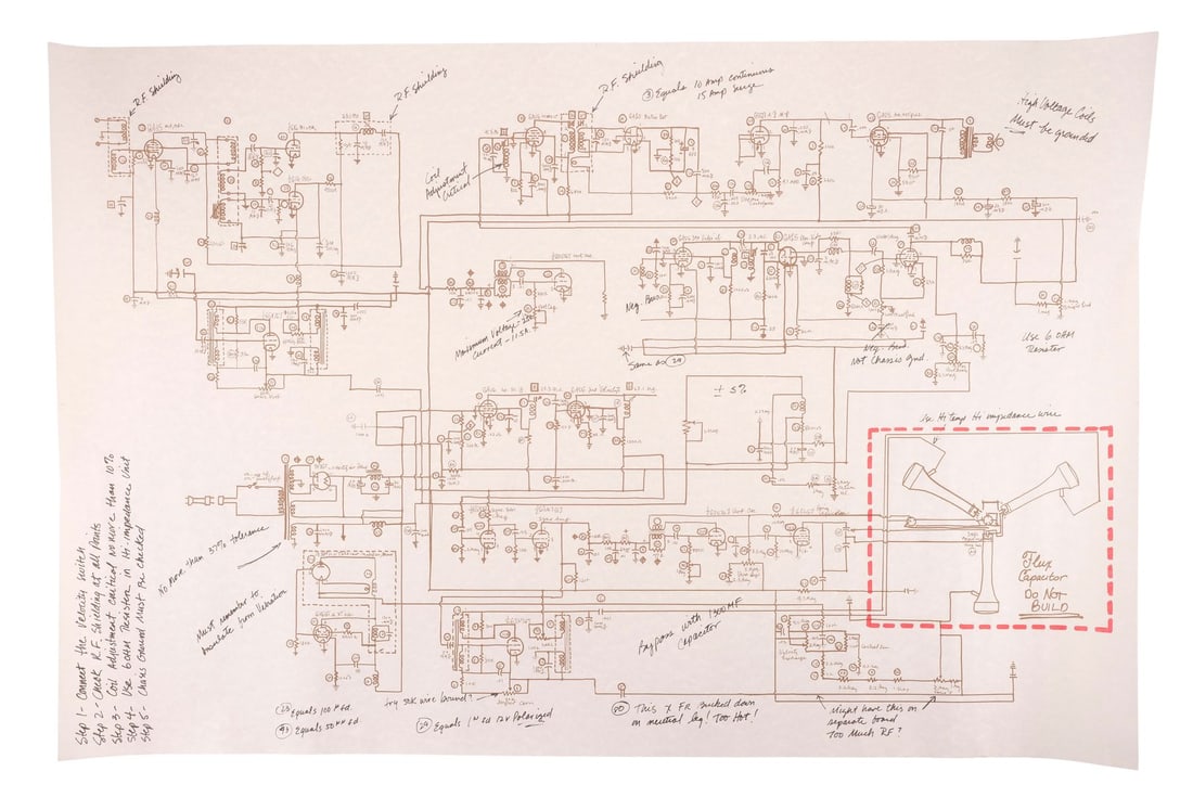 BACK TO THE FUTURE PART III (1990) - Production-Made Printed Flux Capacitor Schematic (1 of 6)
