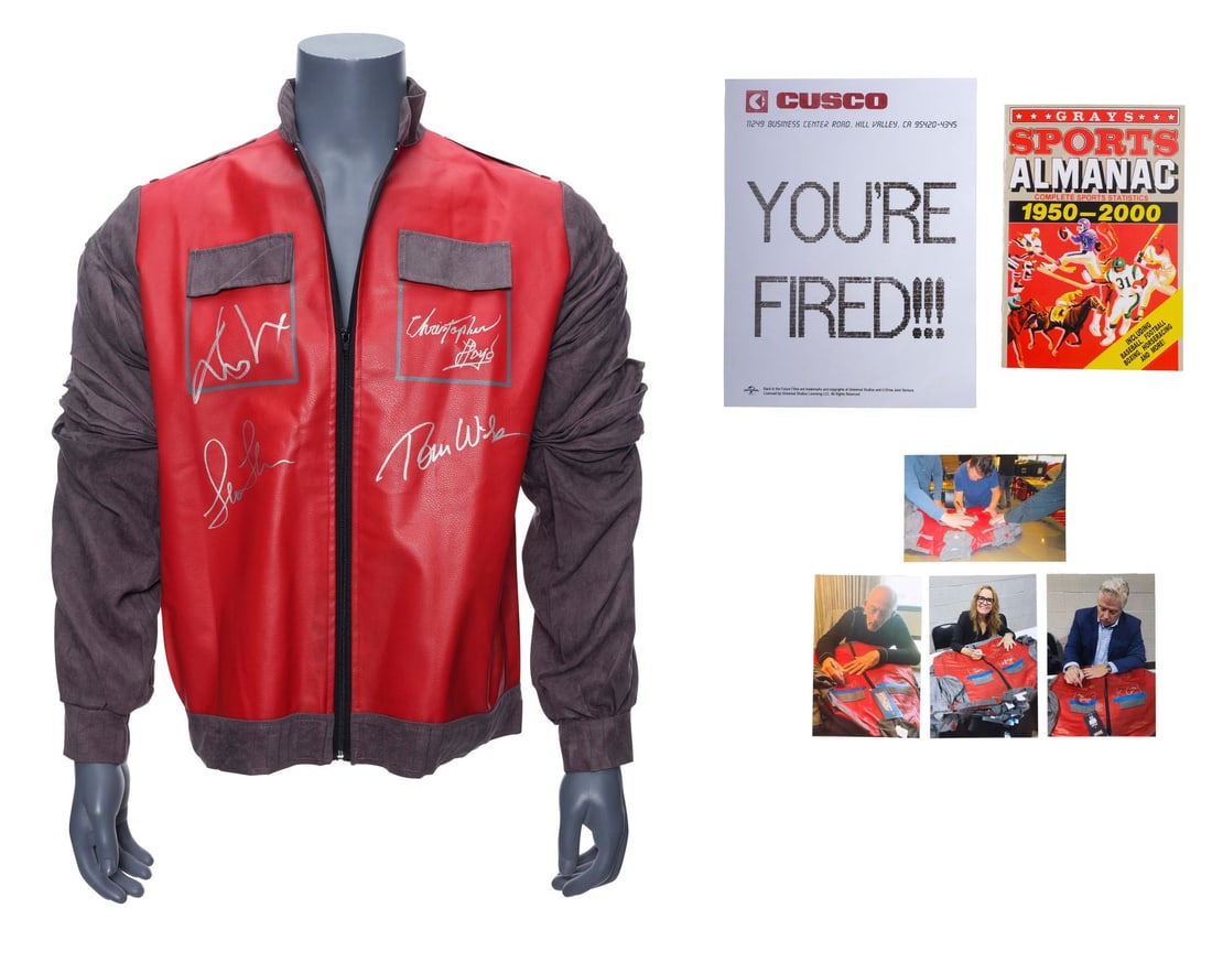 BACK TO THE FUTURE PART II (1989) - Cast-Autographed Marty McFly Jacket, CusCo "You're Fired!!!" (1 of 8)