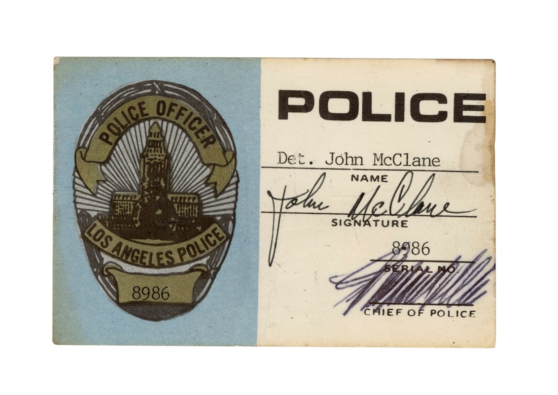 DIE HARD 2 (1990) - Mike Papac Collection: John McClane's (Bruce Willis) Production-Made ID (1 of 3)