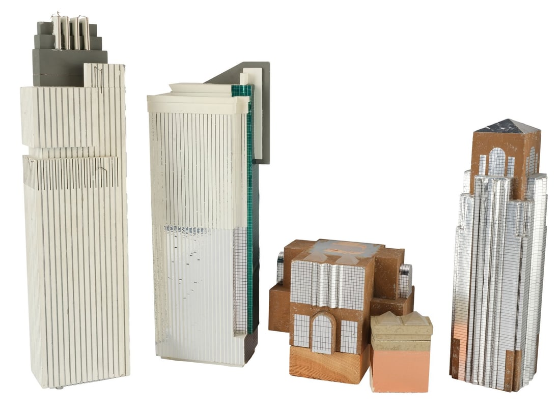 ROBOCOP 2 (1990) - Phil Tippett Collection: Set of Four Delta City Building Model Miniatures: ROBOCOP 2 (1990) - Phil Tippett Collection: Set of Four Delta City Building Model Miniatures - Four Delta City building model miniatures from Irvin Kershner's Robocop 2. Omni Consumer Products (OCP)