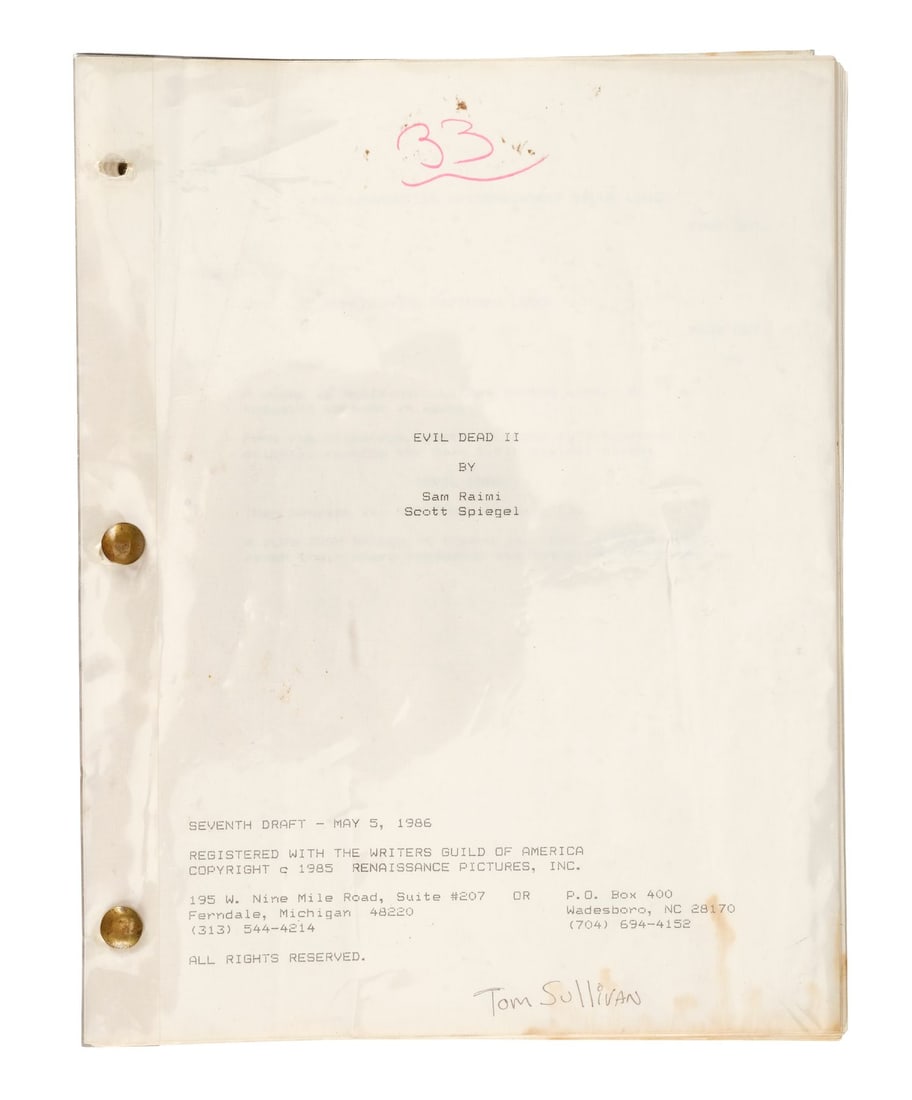 EVIL DEAD II (1987) - Tom Sullivan Collection: Seventh Draft Script (1 of 6)