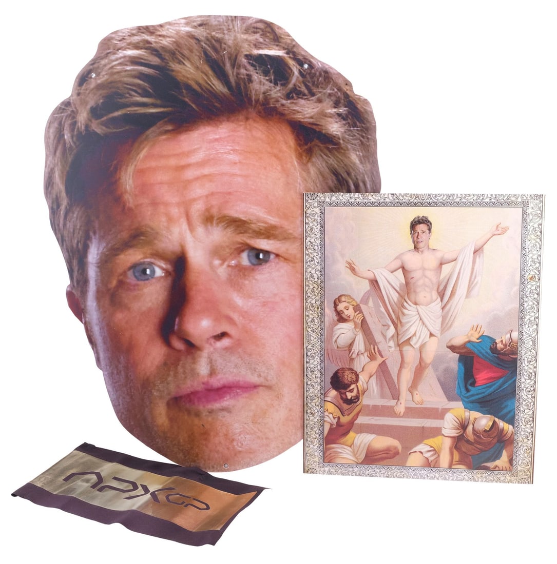 F1 (2025) - Set of Sonny Hayes (Brad Pitt) Fan Ephemera: F1 (2025) - Set of Sonny Hayes (Brad Pitt) Fan Ephemera - A set of Sonny Hayes (Brad Pitt) fan ephemera from Joseph Kosinski's F1. After signing with APXGP, Sonny and the team's audience grew from