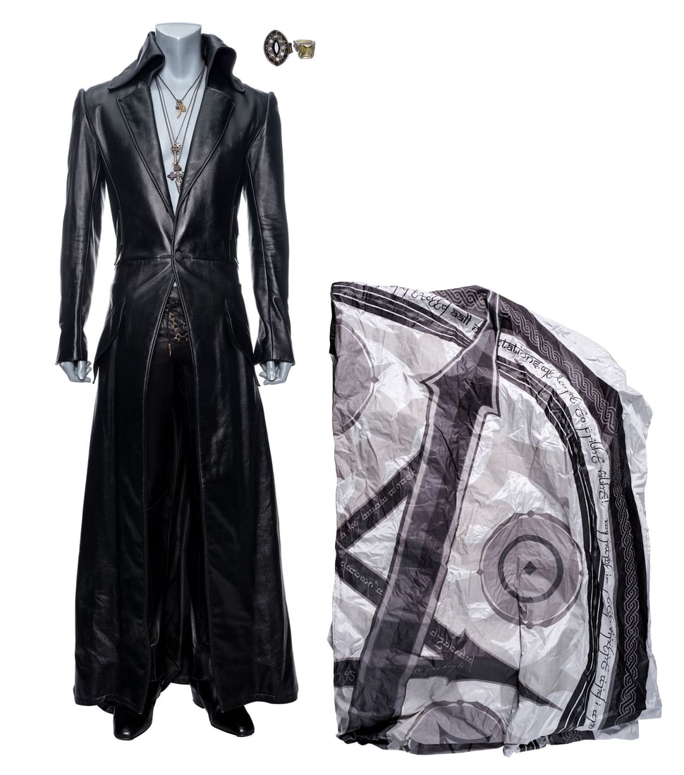 FRIGHT NIGHT (2011) - Peter Vincent's (David Tennant) Las Vegas Show Ensemble and "V" Pentagram: FRIGHT NIGHT (2011) - Peter Vincent's (David Tennant) Las Vegas Show Ensemble and "V" Pentagram Banner - Peter Vincent's (David Tennant) Las Vegas show ensemble and "V" pentagram banner from Craig Gil