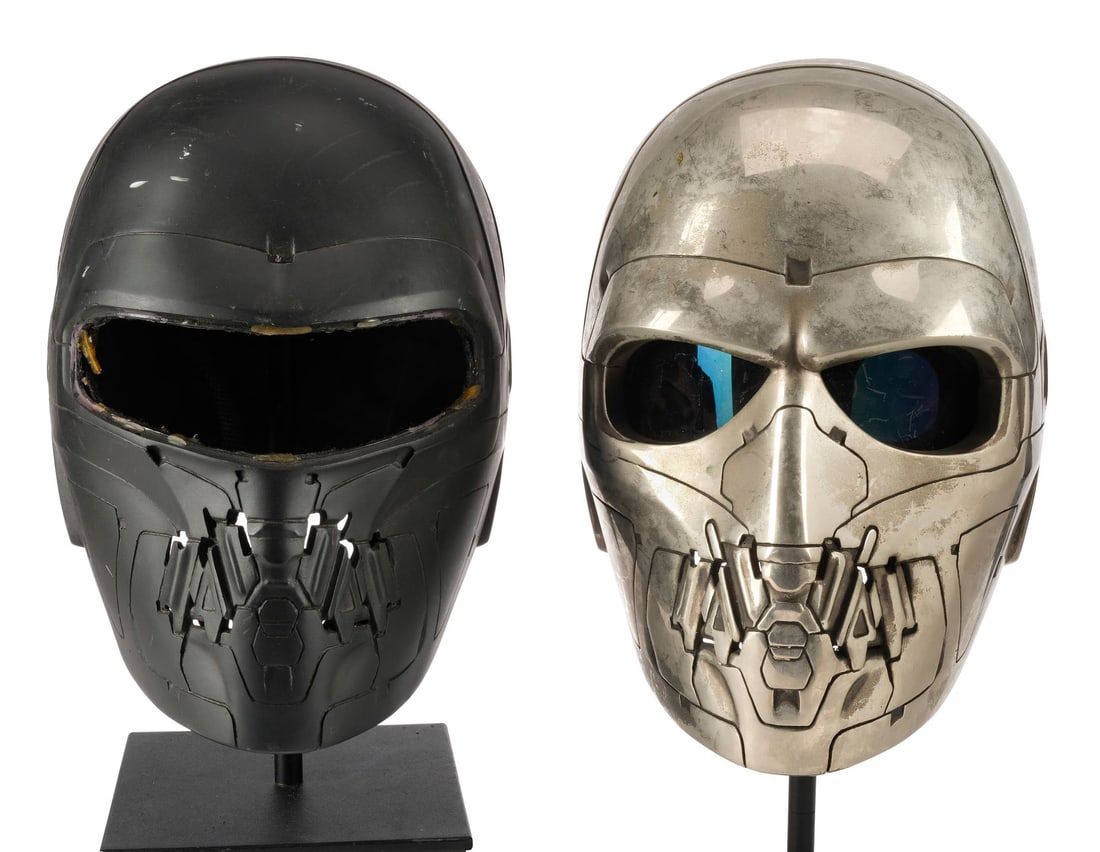 G.I. JOE: THE RISE OF COBRA (2009) - Neo-Viper Helmet and McCullen Security Guard Helmet: G.I. JOE: THE RISE OF COBRA (2009) - Neo-Viper Helmet and McCullen Security Guard Helmet - A Neo-Viper helmet and McCullen Security guard helmet from Stephen Sommers' G.I. Joe: The Rise of Cobra.