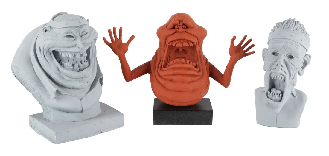 GHOSTBUSTERS II (1989) - Set of Slimer and Scoleri Brothers Maquettes: GHOSTBUSTERS II (1989) - Set of Slimer and Scoleri Brothers Maquettes - Slimer and Scoleri Brothers maquettes from Ivan Reitman's Ghostbusters II. The ghostly Slimer vexed Louis Tully (Rick Moranis)
