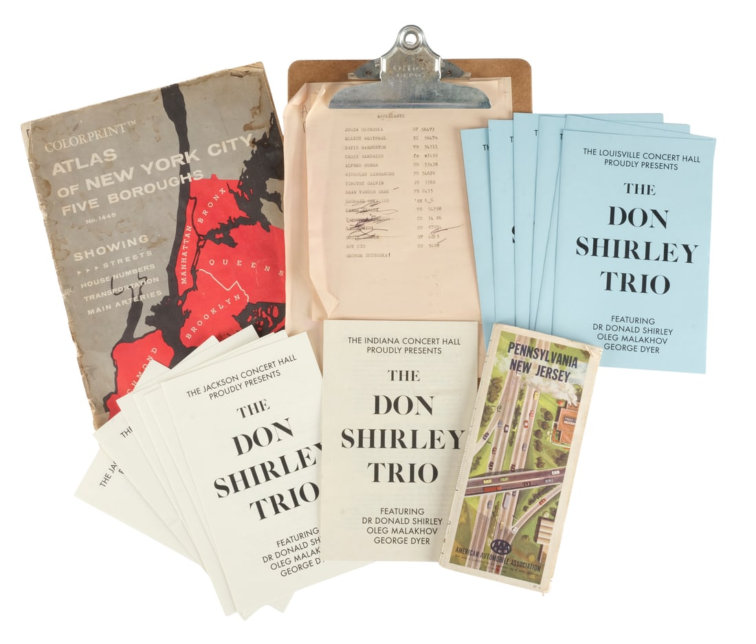 GREEN BOOK (2018) - Frank "Tony Lip" Vallelonga's (Viggo Mortensen) Screen-Matched Hand-Marked: GREEN BOOK (2018) - Frank "Tony Lip" Vallelonga's (Viggo Mortensen) Screen-Matched Hand-Marked "Stainway" Map and Atlas with Don Shirley's (Mahershala Ali) Collection of Concert Tour Ephemera - Frank