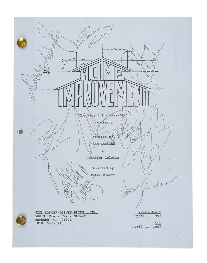 HOME IMPROVEMENT (1991-1999) - Cast-Autographed Script: HOME IMPROVEMENT (1991-1999) - Cast-Autographed Script - A cast-autographed script from the series Home Improvement. In the Season 6 finale "The Kiss & The Kiss-Off," former Tool Time girl Lisa