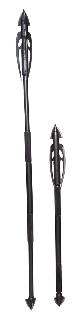 THE HUNGER GAMES: MOCKINGJAY - PART 2 (2015) - Finnick Odair's (Sam Claflin) Pair of Harpoon Spears: THE HUNGER GAMES: MOCKINGJAY - PART 2 (2015) - Finnick Odair's (Sam Claflin) Pair of Harpoon Spears - Finnick Odair's (Sam Claflin) pair of harpoon spears from Francis Lawrence's The Hunger Games: Moc