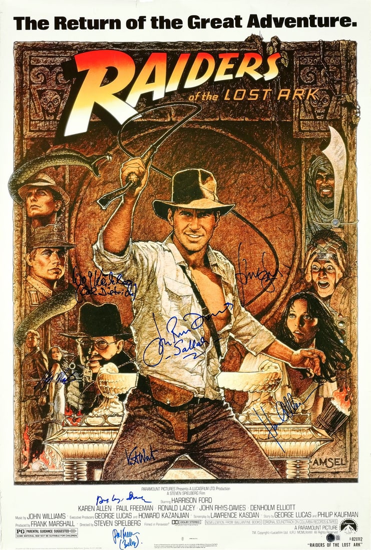 INDIANA JONES AND THE RAIDERS OF THE LOST ARK (1981) - Key Cast- and Crew-Autographed Poster (1 of 1)