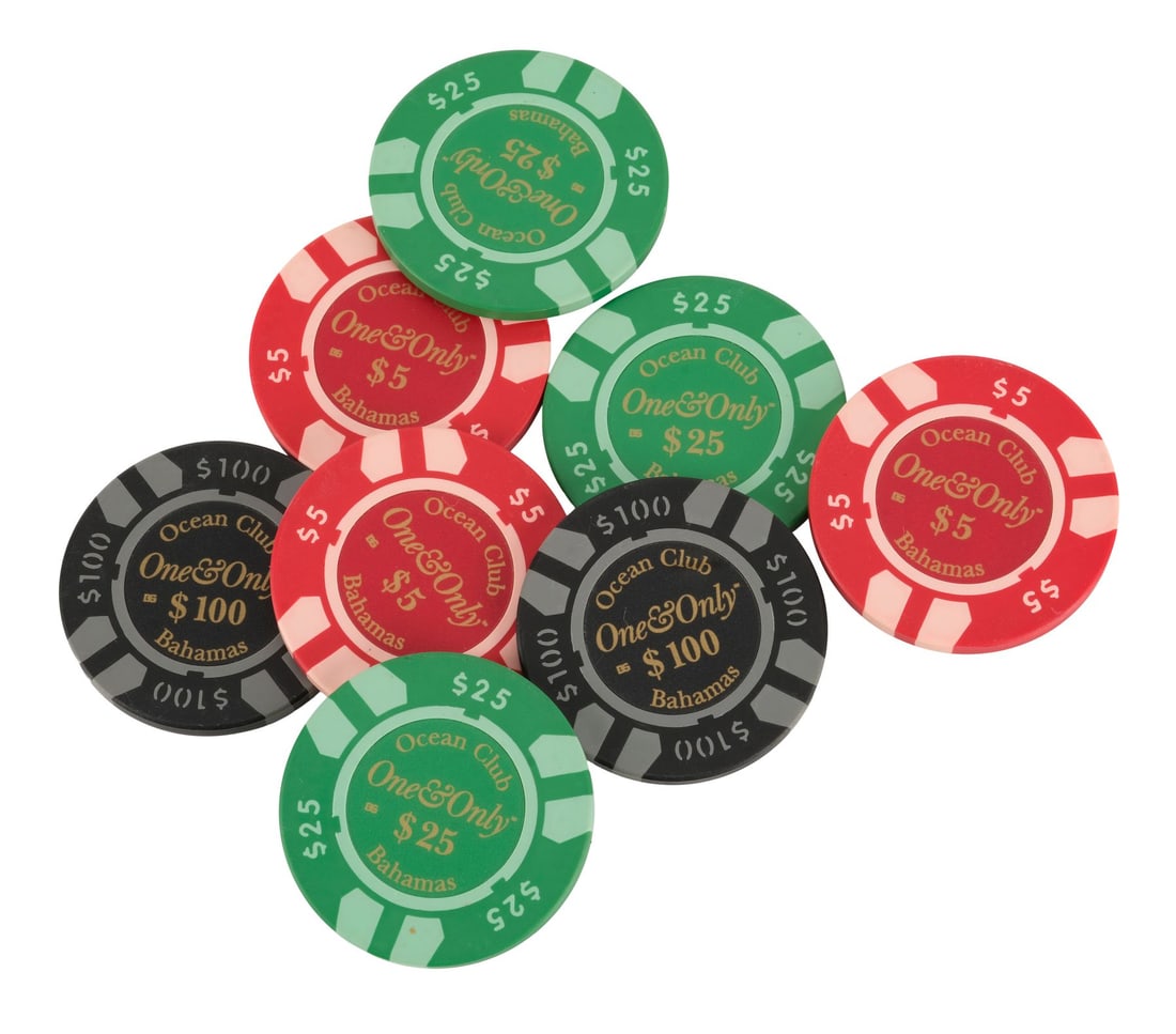 JAMES BOND: CASINO ROYALE (2006) - Set of Eight One & Only Ocean Club Chips (1 of 5)
